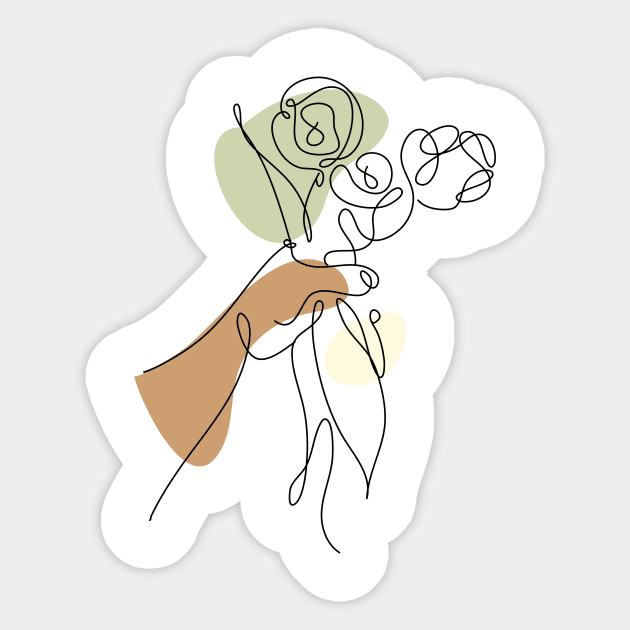 Flower Bouquet Shape Minimalist Line Art Drawing Sticker by Twiri